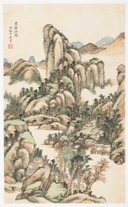 梁昌山の山の色、12枚の葉のアルバムから 作： Yongxi Jin