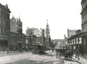 バークストリート、東向き、メルボルン、オーストラリア、1895年。 作： York and Son