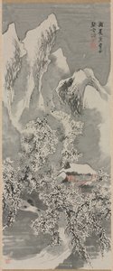 雪景色、c。 1770年代。 作： Yosa Buson