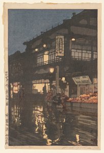 夜の雨上がりの神楽坂通り 作： Yoshida Hiroshi
