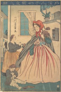 子供を楽しむ外国人（1860年10月 作： Yoshikazu