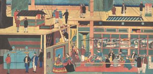 アメリカの蒸気船の内部を見る 1861年 文久元年4月 作： Yoshikazu