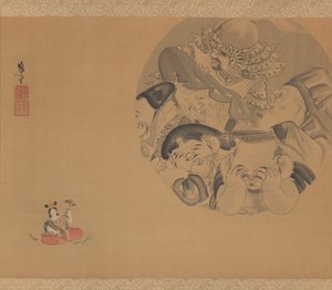 Sete Deuses da Fortuna (tinta e cores sobre seda) 作： Yoshimune Arai