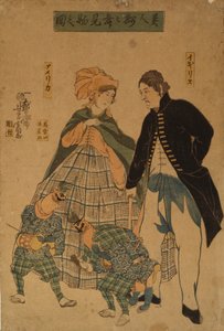 新年の踊りを見ている外国人、1861年