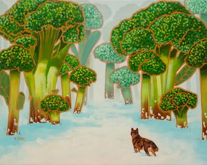 ブロッコリーの森、2023年（キャンバスに油彩） 作： Yue Zeng