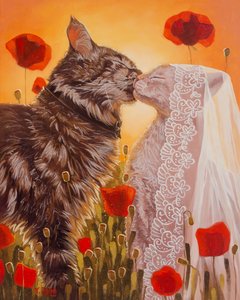 猫の結婚式、2023年（キャンバスに油彩） 作： Yue Zeng