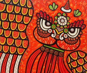 獅子舞の赤、2023年（キャンバスに油彩） 作： Yue Zeng