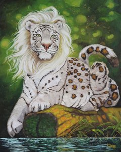 神話の大猫、2023年（キャンバスに油彩） 作： Yue Zeng