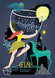 ジントニック、2017年（ベクターイラスト） 作： ユリア・ドロボワ
