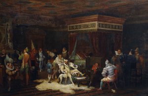 ヘンリー3世のフォンテーヌブローの商工会議所、1861年のデュックドギーズの到着 作： Yves Theophile Rene Grenier de Saint