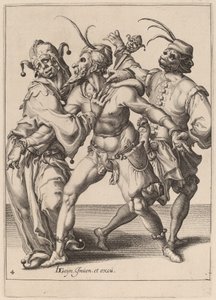 道化師を含む 3 人のダンシング ママー 作： Zacharias Dolendo after Jacques de Gheyn II