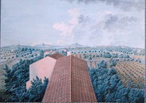 トゥーロン近郊のベルヴェデーレからのM.レヴェルディの庭園の眺め（紙にグワッシュ） 作： Zacharie Felix Doument