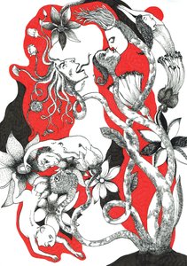 小さな人々、2018年（紙にインクで描いたもの）