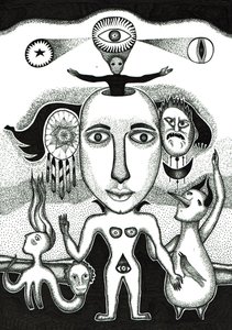 儀式 、2018年（紙に墨画） 作： Sabina Nedelcheva Williams