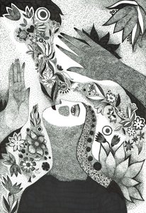魂の花、2019年（紙に墨絵） 作： Sabina Nedelcheva Williams