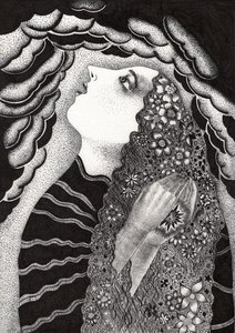 星 、2018年（紙に墨画） 作： Sabina Nedelcheva Williams