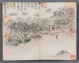 人物と風景のミニチュアアルバム (船頭のいる風景)