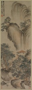 空の東屋と急流の滝、1468 年。 作： Zhang Ning