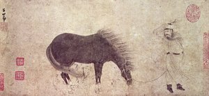 冬の新郎新婦（紙にインク）