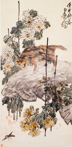 猫、鳥、菊 作： Zhen Wang