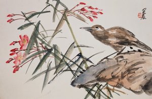 花と鳥の絵のアルバムからの葉 作： Zhen Wang