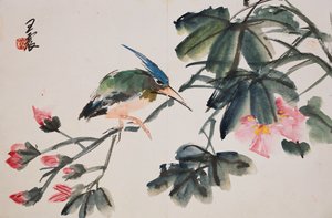花と鳥の絵のアルバムからの葉 作： Zhen Wang