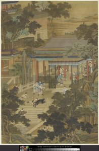 帝を熊から守る潔瑛 1740年頃（紙にインクとカラー）