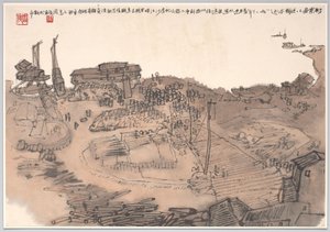 四川省新石の金沙江の埠頭を描いた絵 作： Zhou Jun