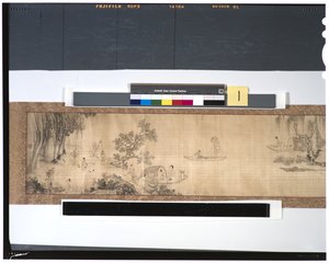 18世紀の川沿いの漁師の生活（絹にインクと色、手巻き） 作： Zhou Shanguan