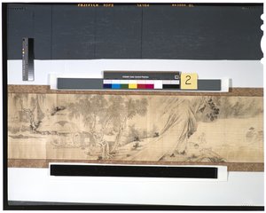 川沿いの漁師の生活、18世紀（シルクにインクと色、手巻き） 作： Zhou Shanguan