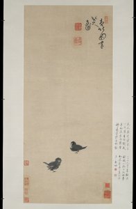 2羽のひよこ、1694年頃（紙にインク） 作： Zhu Da