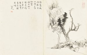 風景と花、6枚の葉のアルバム 作： Zhu da Bada Shanren