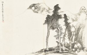 風景と花、6枚の葉のアルバム 作： Zhu da Bada Shanren