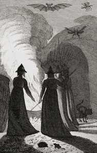 大釜の周りの魔女の集会。 作： 。 。