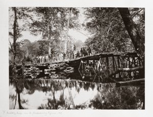 チカホミニー川に架かる軍用橋（米国バージニア州、1862年頃 作： Ferdinand Georg Waldmuller