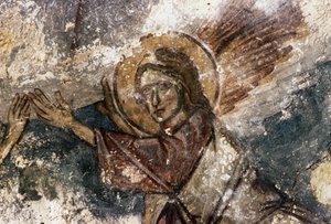 ビザンチン様式のアギオス・ゲオルギオス教会のフレスコ画「天使」（ギリシャ、クレタ島、アポドゥルー）（写真