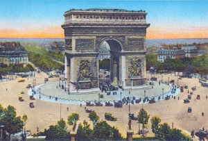 凱旋門（カラーリトグラフ版「Souvenirs De Paris - Monuments Vues en Couleurs」より 作： Hippolyte Lalaise Devéria
