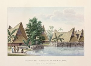 建築 カロライン諸島、オワランの家々 作： Frederick (attr. to) Barnard