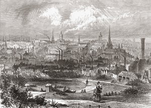 19世紀後半のイギリス、ウェスト・ミッドランズ州バーミンガム（1898年発行「Our Own Country」より 作： Ferdinand Georg Waldmuller