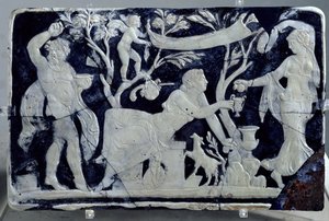 ヴィーナスのトイレ、従者とディオニュソスを描いたカメオ（ガラス 作： Hippolyte Lalaise Devéria