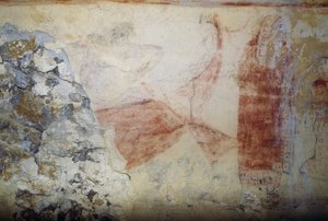 シャロンの舟」フレスコ画 タルキニアのネクロポリス「青鬼の墓」（2004年ユネスコ世界遺産登録） イタリア・ラツィオ州 エトルリア文明 紀元前5世紀 作： Georg Carl Heinrich Dollmann