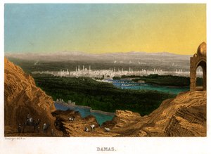 シリアのダマスカス、1850 年頃 (彫刻) 作： . .