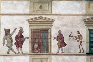 死の舞踏、フレスコ画、マイルシ家、カッシーリオ、ロンバルディア州、イタリア 作： Georg Carl Heinrich Dollmann