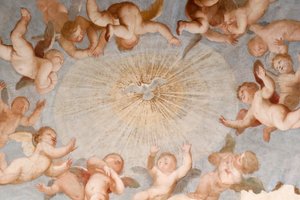 Dove of holy spirit（聖なる鳩）。フレスコ。バジリカ・デッラ・サンティッシマ・アヌンツィアータ・デル・ヴァスタト。ジェノバイタリア。