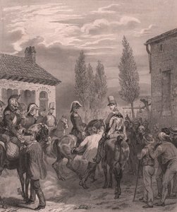 ベルギーに進駐するフランス軍（1831年8月） 陶器の紙にスチール彫刻 作： William Walcutt