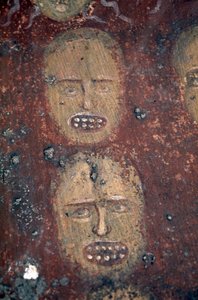 呪われた人々の頭部（ギリシャ、ペロポネソス半島、マニ半島、オディギトリアまたはアギトリアのビザンチン教会の最後の審判のフレスコ画 作： Georg Carl Heinrich Dollmann