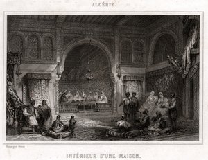1840年頃のアルジェリアのインテリア（彫刻） 作： . .