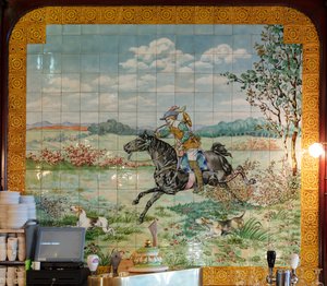 インテリア ビュー、タイル パネル、画家のファーシー アーネスト トンデュール、遺言執行者のボッホ フレール ラ ルヴィエール 作： . .