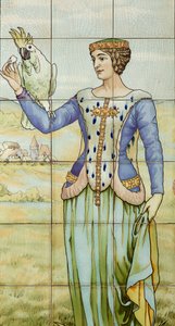 インテリア ビュー、タイル パネル、画家 Furcy Ernest Tondeur、遺言執行者 Boch Frères La Louvière