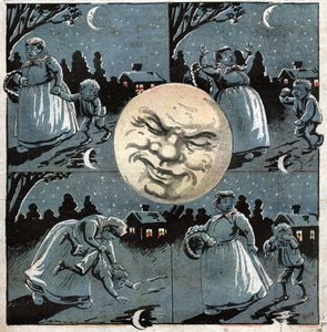 水たまりの中の月。水たまりの中の月。 作： Ferdinand Georg Waldmuller